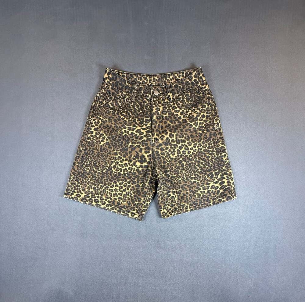 Women's Leopard Print Denim Bermuda Shorts SMAL